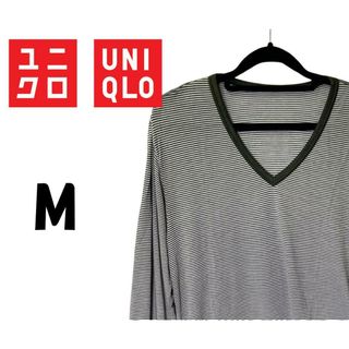 ユニクロ(UNIQLO)のユニクロ　ヒートテック　Vネック　ボーダー　M　K00042(その他)