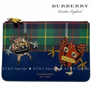 バーバリー(BURBERRY)のバーバリー レザー チェック 装飾 スタッズ クラッチ バッグ BURBERRY(クラッチバッグ)