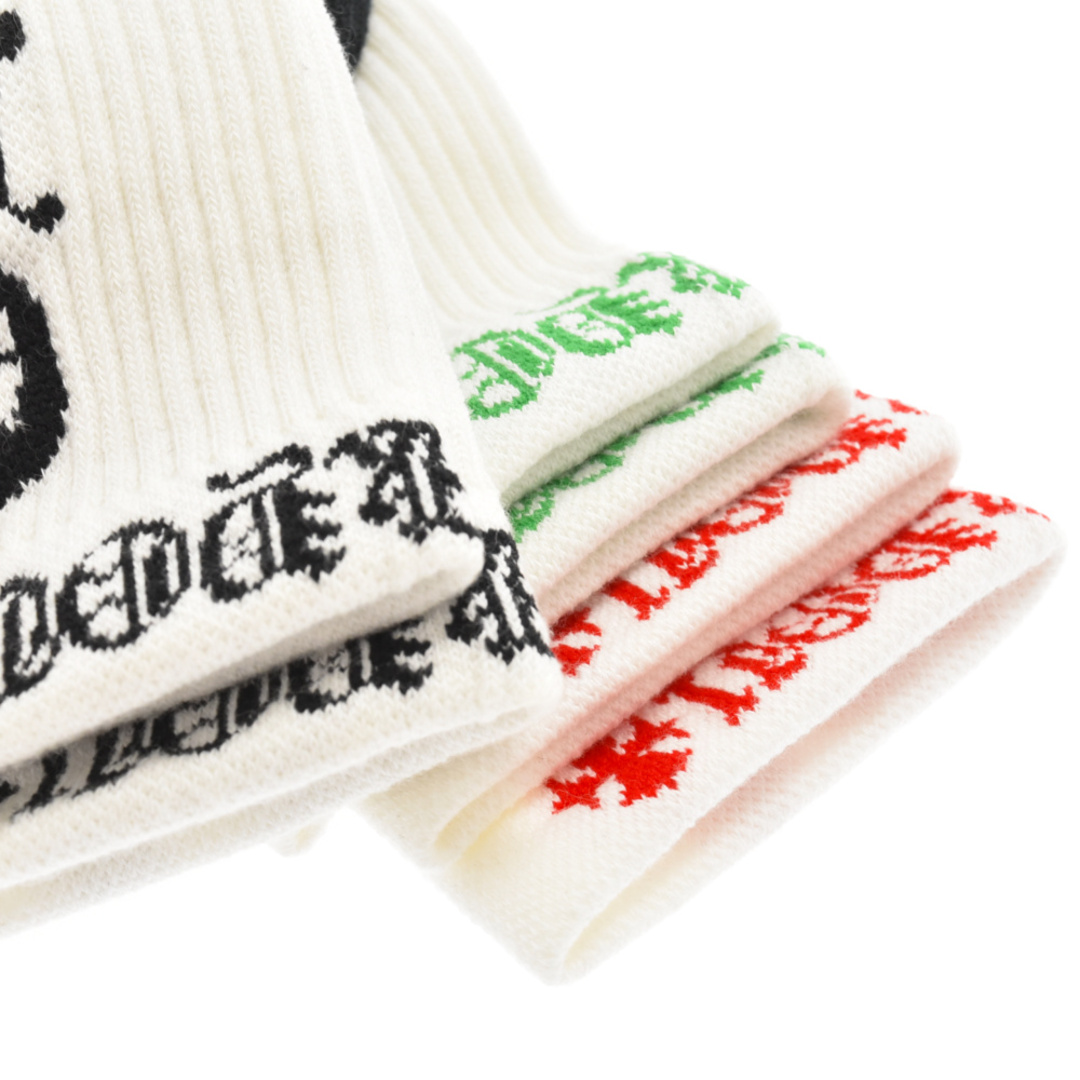 Chrome Hearts(クロムハーツ)のCHROME HEARTS クロムハーツ THREE PIECE LOGO SOCKS ロゴソックス 3足セット 靴下 レッド/グリーン/ブラック メンズのアクセサリー(その他)の商品写真