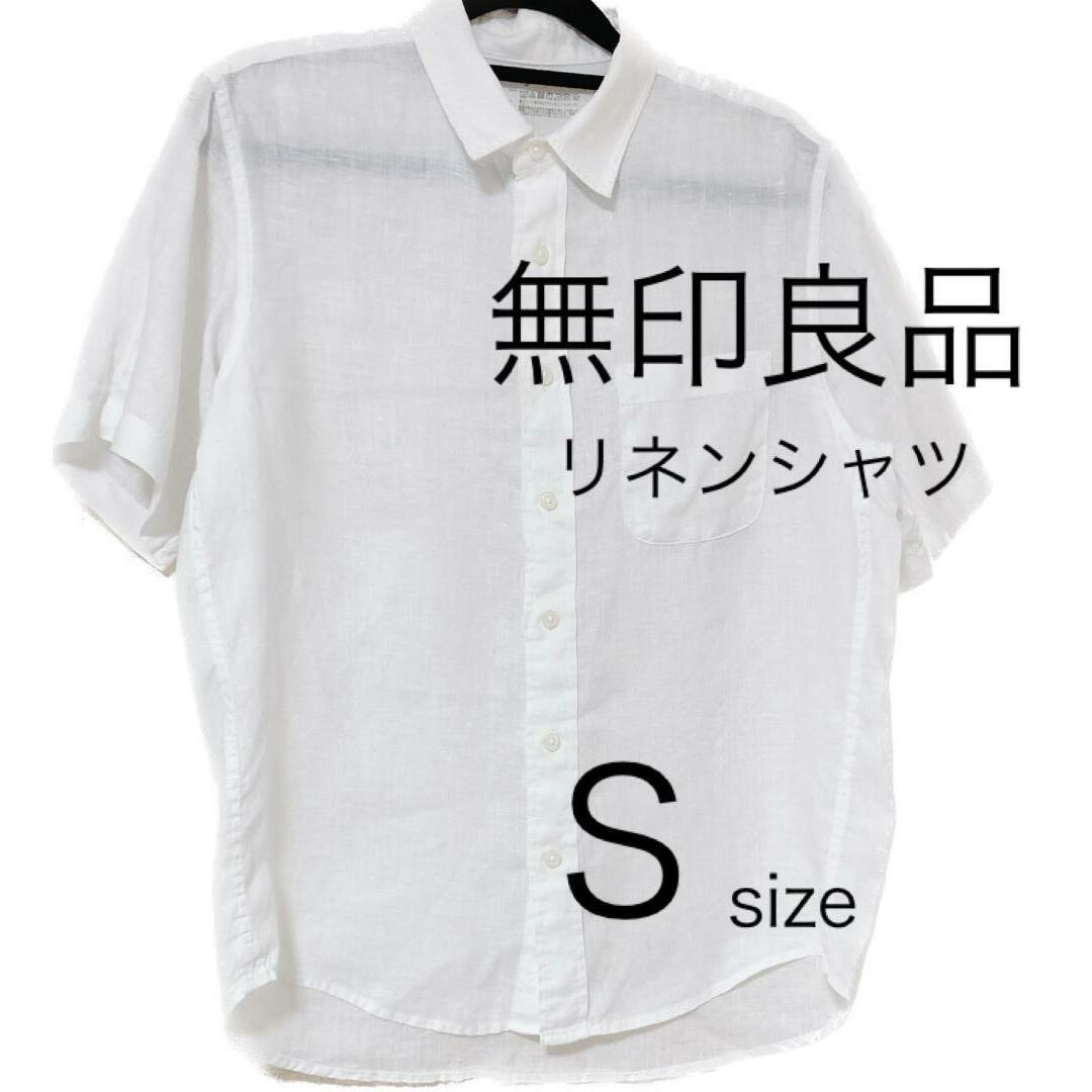 MUJI (無印良品)(ムジルシリョウヒン)の無印良品　半袖 リネンシャツ　ホワイト　S　F00292 メンズのトップス(シャツ)の商品写真