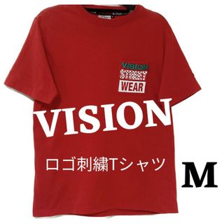 ヴィジョン ストリート ウェア(VISION STREET WEAR)のヴィジョンストリートウェア　刺繍 ロゴ 半袖シャツ　レッド　M　F00283(シャツ)