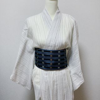 阿波しじら　トールサイズ　新品同様　（ミンサー風の単衣名古屋帯付き）(浴衣)