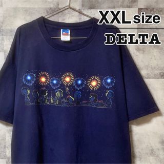 ピーナッツ(PEANUTS)のTシャツ　ピーナッツ　XXL　ネイビー　スヌーピー　DELTA　デルタ　古着　紺(Tシャツ/カットソー(半袖/袖なし))