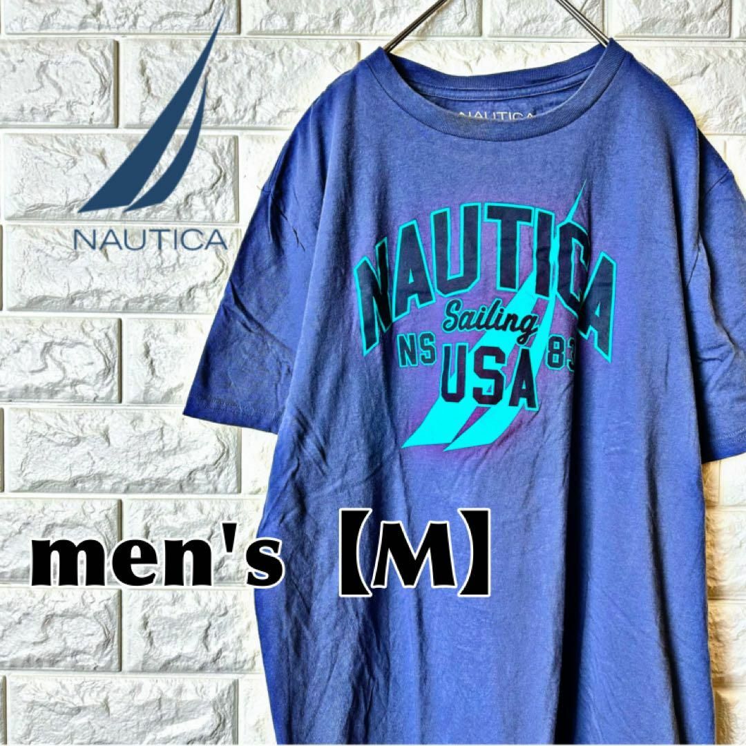 NAUTICA O27【NAUTICA】プリントTシャツ【メンズM】ブルーの通販 by 古着屋 Vintime's shop｜ノーティカならラクマ