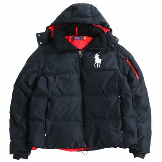 ポロラルフローレン(POLO RALPH LAUREN)の極美品●POLO RALPH LAUREN ポロラルフローレン ビッグポニー フード付 リップストップ ダウンジャケット 大きめサイズXXL ブラック 正規品(ダウンジャケット)