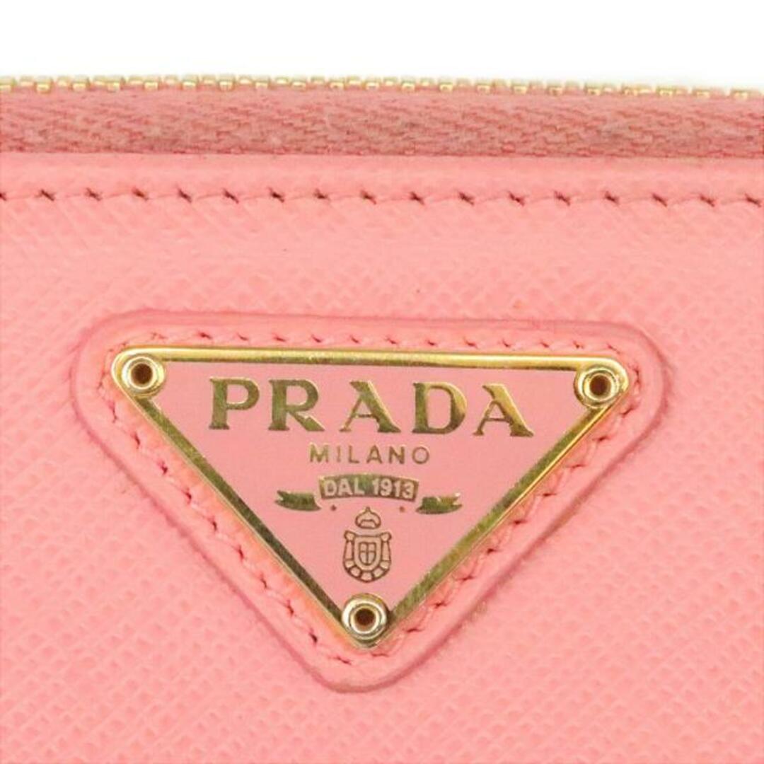 プラダ ラウンドファスナー長財布 中古 ピンク サフィアーノレザー PRADA 【中古】 | ロングウォレット ロゴ 三角プレート ファッション  サイフ シンプル ゴールド金具 ブランド小物 ランクAB