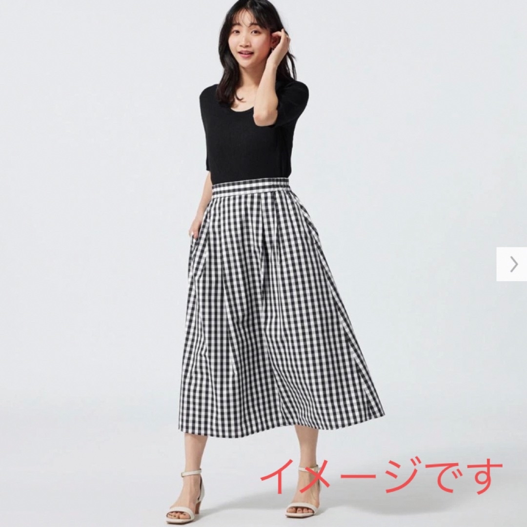 UNIQLO(ユニクロ)の送料込＊数回使用 UNIQLO＊ギンガムチェックフレアスカート レディースのスカート(ロングスカート)の商品写真