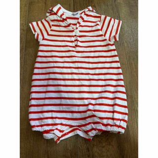 プチバトー(PETIT BATEAU)のプチバトー セーラー ボーダー ロンパース 24m/86cm 中古品(ロンパース)