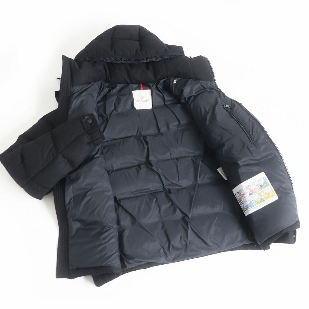 極美品□2021年製 MONCLER/モンクレール MONTGENEVRE/モンジュネーブル ロゴワッペン フーデッド WZIP ウール  ダウンジャケット 黒 2 正規