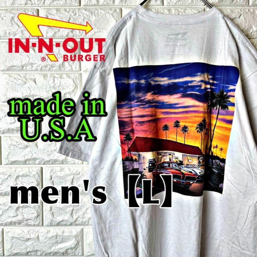 O49 USA製【In-N-Out Burger】プリントTシャツ【メンズL】
