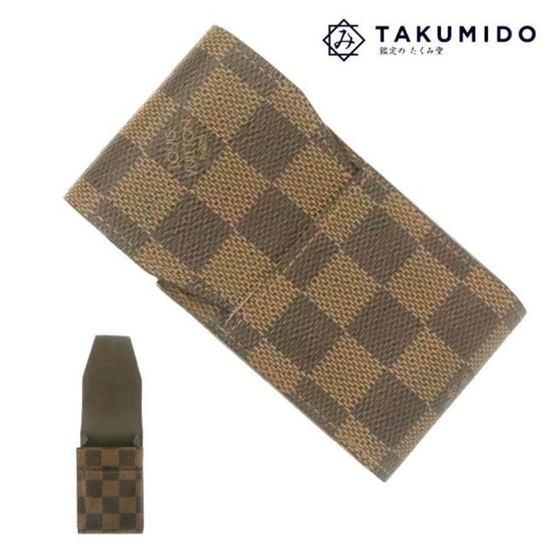 メンズルイヴィトン タバコケース エテュイ シガレット N63024  ダミエ エベヌ ブラウン LOUIS VUITTON  | シガレットケース ユニセックス たばこ ファッション 茶 ブランド小物 Aランク