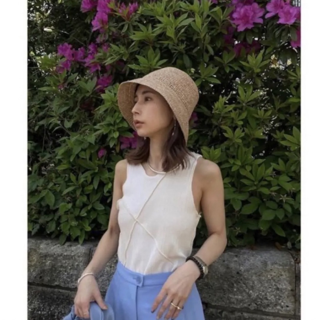 Ameri VINTAGE(アメリヴィンテージ)のAmeri vintage  MEDI RAFFIA LADY HAT ベージュ レディースの帽子(麦わら帽子/ストローハット)の商品写真