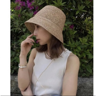 アメリヴィンテージ(Ameri VINTAGE)のAmeri vintage  MEDI RAFFIA LADY HAT ベージュ(麦わら帽子/ストローハット)