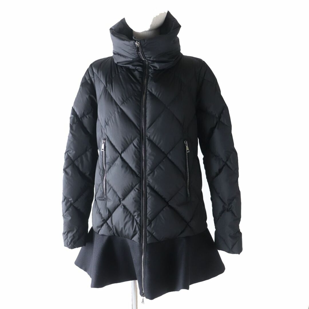 美品★正規品 MONCLER モンクレール レディース VOUGLANS／ブーラン 裾フレア 切り替えデザイン ロングダウンコート ブラック 0 ハンガー付