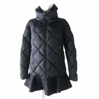 美品★正規品 MONCLER モンクレール レディース VOUGLANS／ブーラン 裾フレア 切り替えデザイン ロングダウンコート ブラック 0  ハンガー付