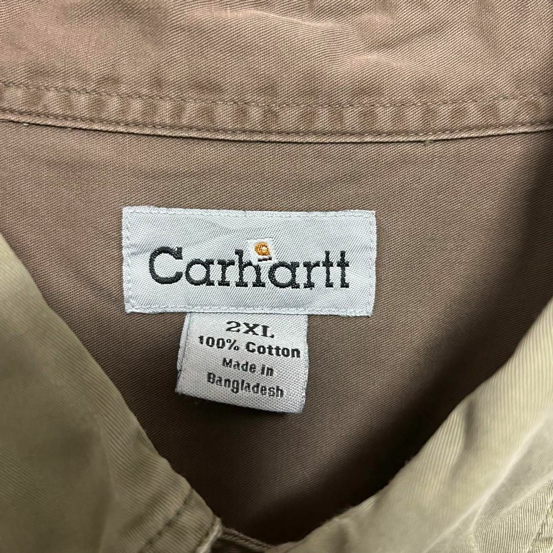 Carhartt カーハート　BDシャツ　オリーブグリーン　革ロゴ　2XL