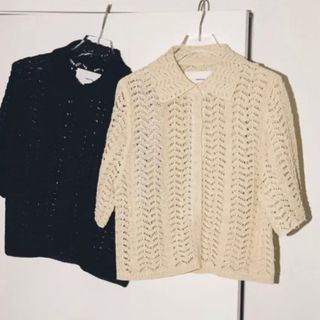 トゥデイフル(TODAYFUL)のTODAYFUL lace knit shirt レース　ニット　シャツ(シャツ/ブラウス(半袖/袖なし))