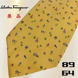 サルヴァトーレフェラガモ(Salvatore Ferragamo)の美品✨高級ネクタイ✨ サルヴァトーレフェラガモ 牛柄 シルク100% オレンジ系(ネクタイ)