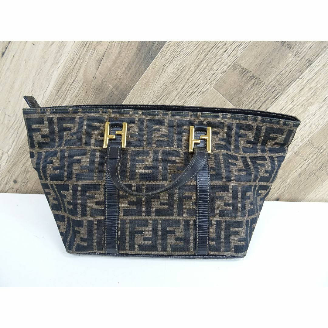 約195㎝幅MNR005 / FENDI ズッカ柄 ハンドバッグ キャンバス レザー