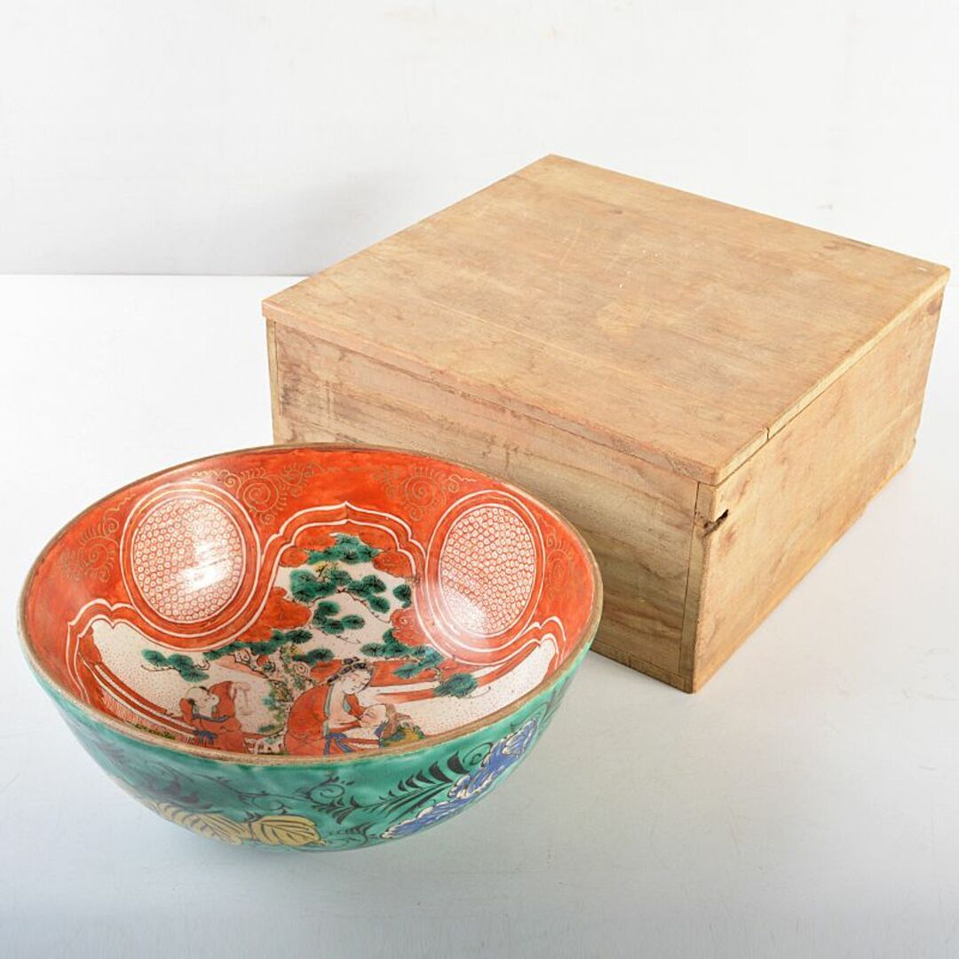 1264 九谷焼 赤絵人物 鉢 時代物時代物 - 食器