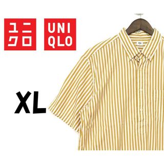 ユニクロ(UNIQLO)のユニクロ  シャツ  半袖  ストライプ　黄色　XL　F00151(シャツ)