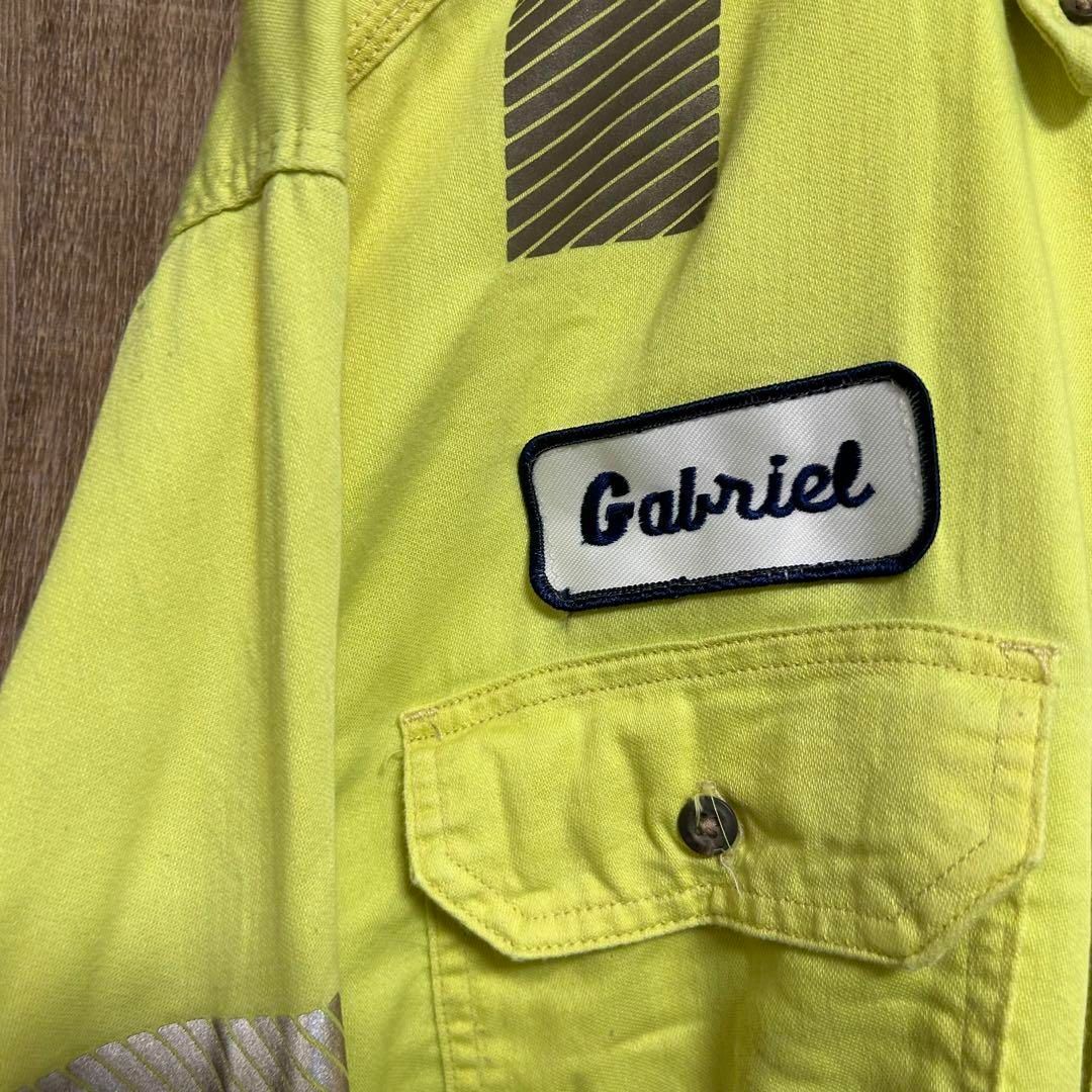 Carhartt カーハート　ワークシャツ　イエロー　ワッペン　企業ロゴ　S