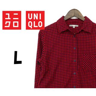 ユニクロ(UNIQLO)のユニクロ　シャツ　赤　チェック柄　L　F00148(シャツ)