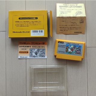 ファミリーコンピュータ(ファミリーコンピュータ)の【美品】任天堂　ファミコン　スーパーマリオブラザーズ（箱・説明書・耳4つ）(家庭用ゲームソフト)