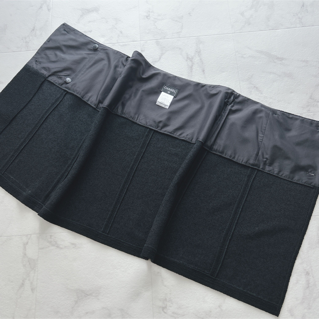 CHANEL ココマーク シルク混 ボタンデザイン スカート ラップスカート