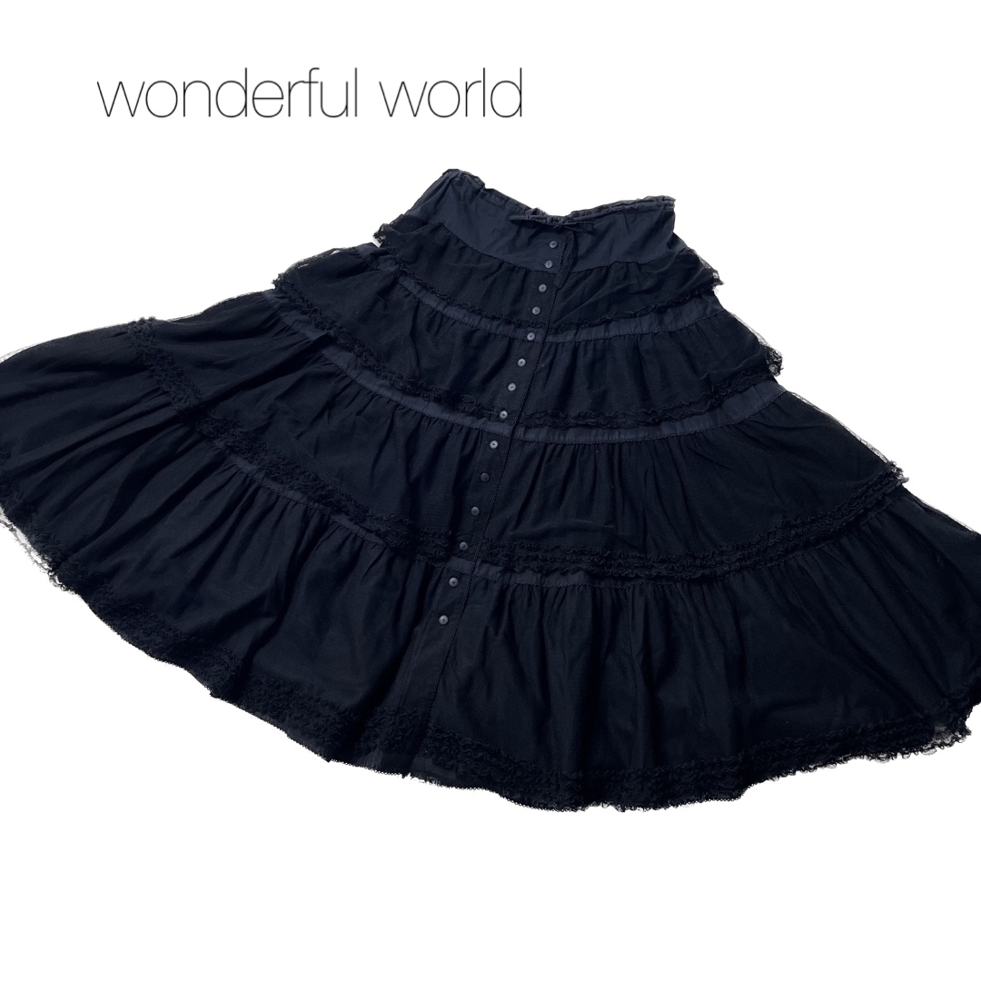 りーぬの商品一覧WONDERFUL WORLDレースチュール フリル ティアードスカート