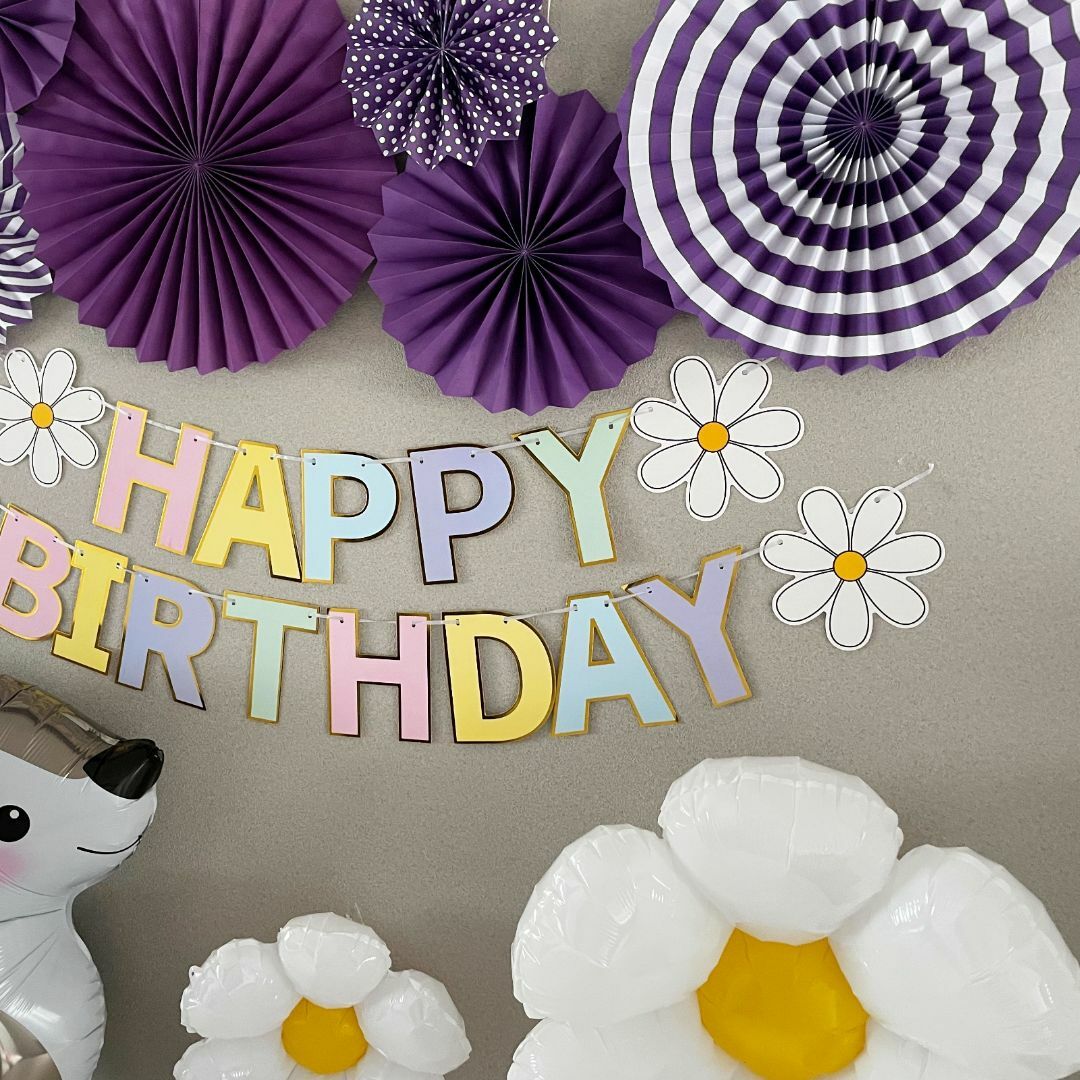 誕生日飾り付け バースデー バルーン パーティー ウサギ デイジー (パープル) ハンドメイドのパーティー(その他)の商品写真