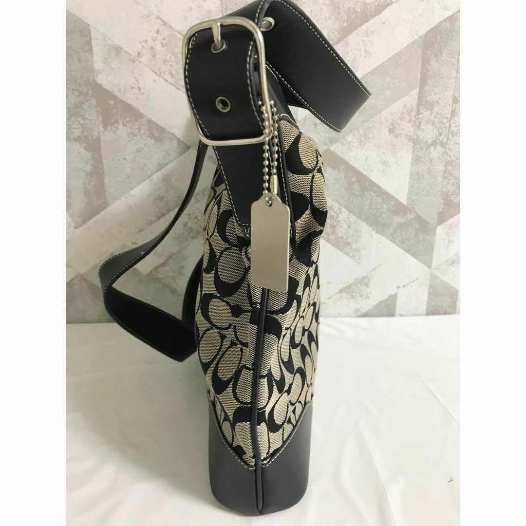 【良品】COACH コーチ 6346 シグネチャー ショルダーバッグ ブラック
