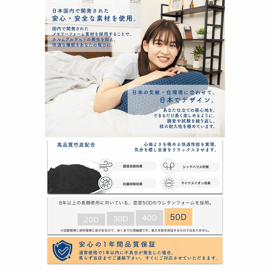 色:ダークブルー】DreamCat's 枕 低反発 まくら 安眠 高さ調節 仰