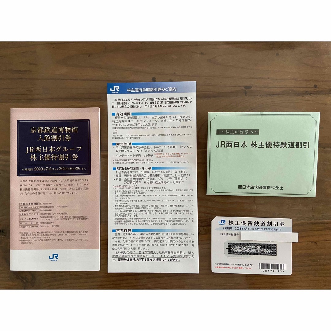 JR西日本 株主優待鉄道割引券　1枚