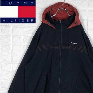 トミーヒルフィガー(TOMMY HILFIGER)のトミーヒルフィガー オーバーサイズ ブルゾン フラッグロゴ 刺繍ワンポイント 紺(ブルゾン)