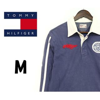 トミーヒルフィガー(TOMMY HILFIGER)のトミーヒルフィガー　長袖ポロシャツ　紺　M　F00070(ポロシャツ)