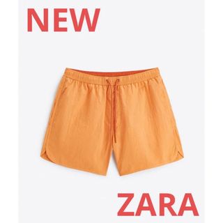 1811 新品　ZARA メンズ　シンプル　スイムパンツ　オレンジ　XL