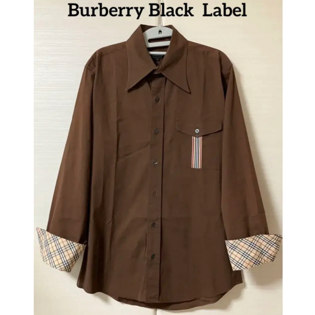 BURBERRY BLACK LABEL(バーバリーブラックレーベル)のバーバリー　ブラックレーベル　チェック　シャツ　ブラウン　無地　Burberry メンズのトップス(シャツ)の商品写真