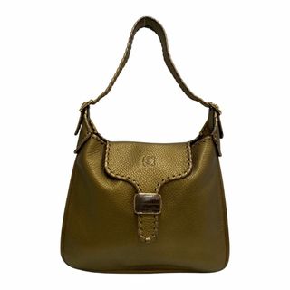 極 美品 保存袋付き LOEWE ロエベ アナグラム ロゴ ナッパレザー 本革 ハンドバッグ ミニ トートバッグ グリーン 緑 5mnb120-10