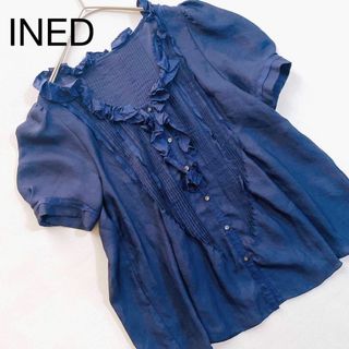 イネド(INED)のイネド【INED】大人可愛い♪半袖フリルブラウス　パフスリーブ　フリル(シャツ/ブラウス(半袖/袖なし))