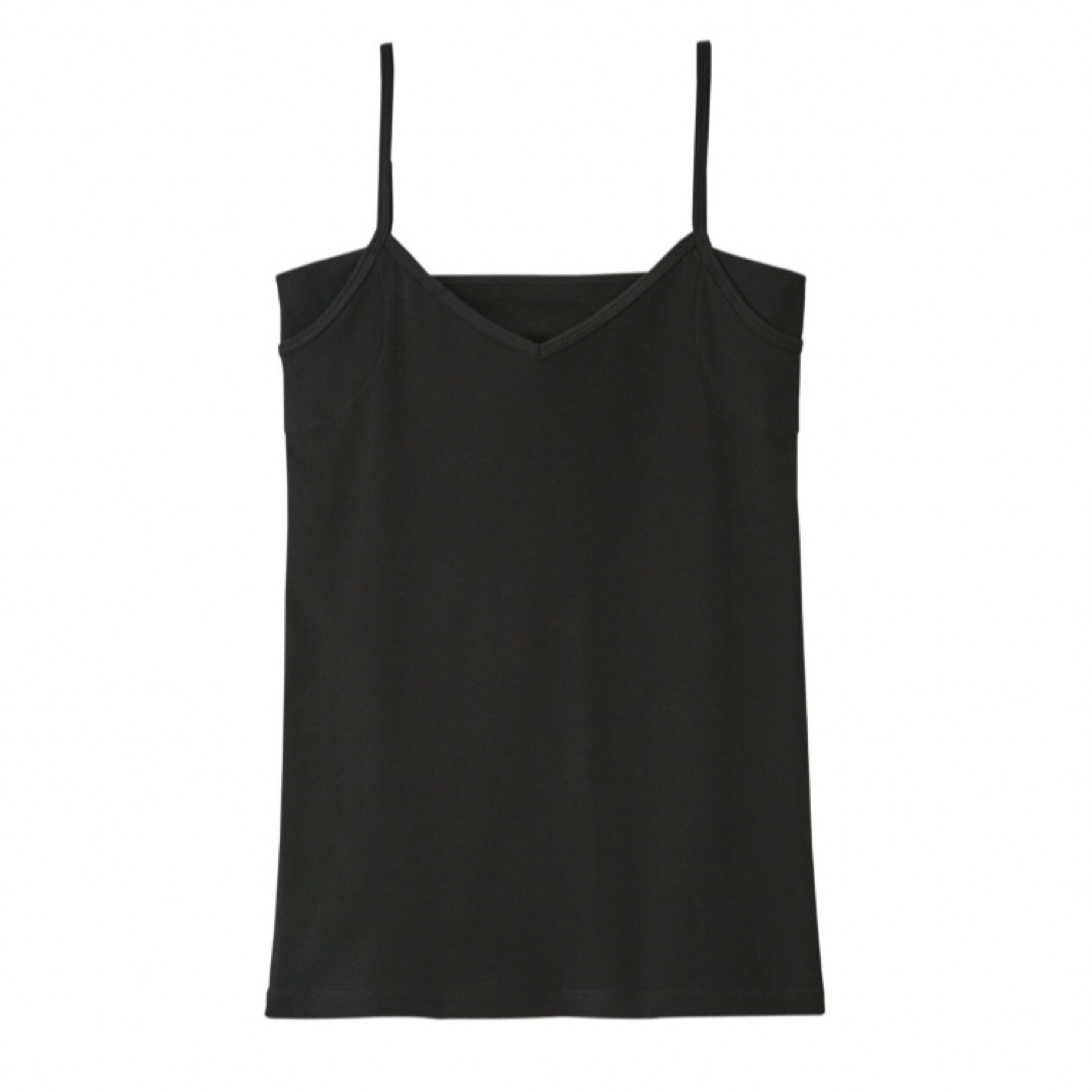 MUJI (無印良品)(ムジルシリョウヒン)の無印良品　スウェットパッド付きキャミソール LADY S ブラック レディースの下着/アンダーウェア(アンダーシャツ/防寒インナー)の商品写真