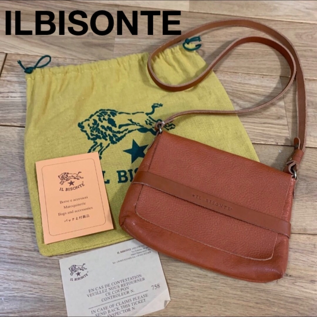 ILBISONTE イルビゾンテ　ショルダーバッグ  キャメル　レザー　無地ショルダーバッグ