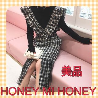 ハニーミーハニー(Honey mi Honey)のHONEY MI HONEY ハニーミーハニー　サロペットスカート　美品(ミニスカート)