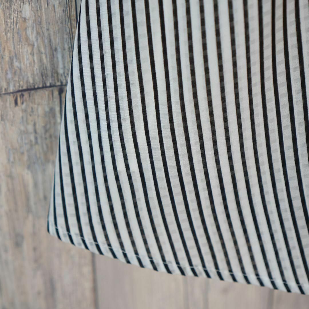 Rope' Picnic(ロペピクニック)のROPE PICNIC シアーチェックギャザースカート ストライプ柄 白黒M レディースのスカート(ロングスカート)の商品写真