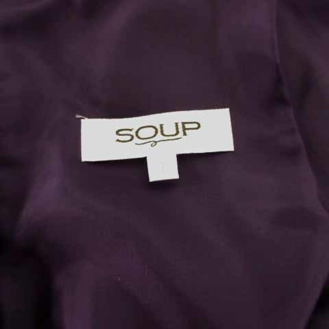 スープ SOUP スカート 台形 ひざ丈 日本製 ドット 総柄 紫 ベージュ 7