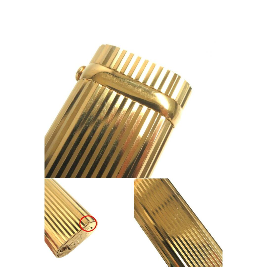 美品▼Cartier カルティエ オーバル 新型 ストライプ柄 1Pルビー ローラー式 ガスライター ゴールド スイス製 着火確認◎ ケース付き