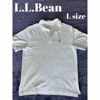 エルエルビーン(L.L.Bean)の美品 エルエルビーン  ビーンブーツワンポイントロゴ刺繍ポロシャツ 白 Lサイズ(ポロシャツ)