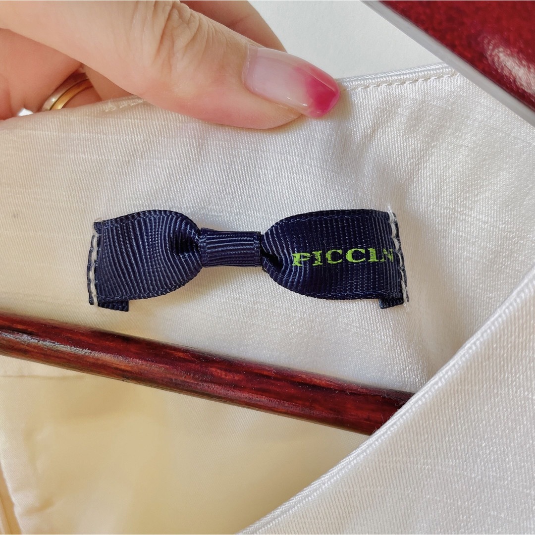 RIOMARU(リオマル)のリオマル 綿混 シャンタン ノースリーブ ドレス ワンピース  リボン付き レディースのワンピース(ひざ丈ワンピース)の商品写真