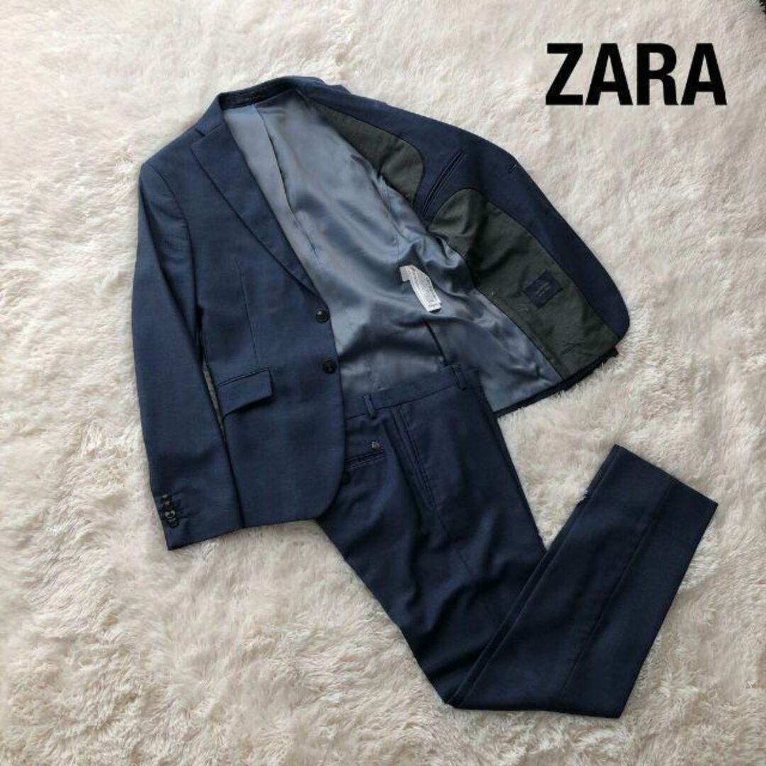 ZARA(ザラ)のZARAザラ　セットアップスーツ　ブルーグレー　46 メンズのスーツ(セットアップ)の商品写真