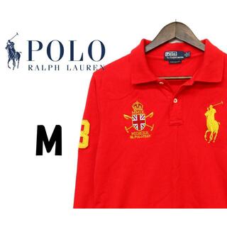 ポロラルフローレン(POLO RALPH LAUREN)のポロラルフローレン　長袖ポロシャツ　赤　M　F00023(ポロシャツ)